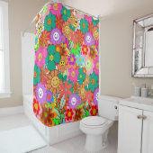 Retro Groovy Boho Hippie Flowers Douchegordijn (In situ)