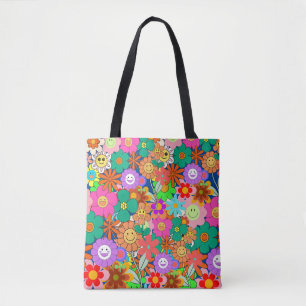 Retro Groovy Boho Hippie Flowers Draagtas