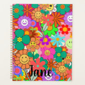 Retro Groovy Boho Hippie Flowers Planner (Voorkant)