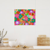 Retro Groovy Boho Hippie Flowers Poster (Keuken)