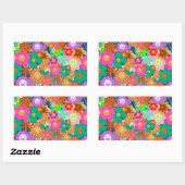 Retro Groovy Boho Hippie Flowers Rechthoekige Sticker (Vel)
