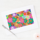 Retro Groovy Boho Hippie Flowers Rechthoekige Sticker (Envelop)