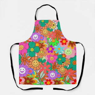 Retro Groovy Boho Hippie Flowers Schort