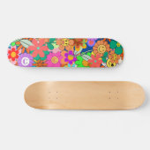 Retro Groovy Boho Hippie Flowers Skateboard (Horizontaal)