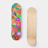 Retro Groovy Boho Hippie Flowers Skateboard (Voorkant)
