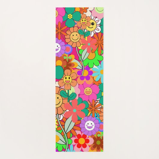 Retro Groovy Boho Hippie Flowers Yogamat (Achterkant)