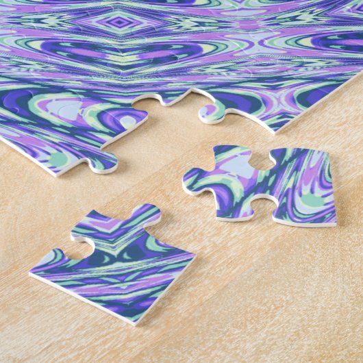 Retro Groovy Boho Trippy Hippie Jewel-Tone Mandala Legpuzzel (Zijkant)