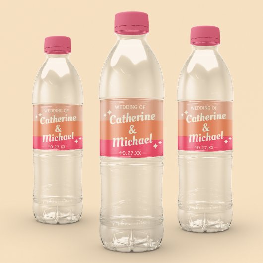 Retro Groovy Bold Typografie Kleurrijke 70's bruil Waterfles Etiket