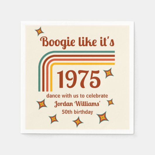 Retro Groovy Boogie Simple Dance 50th Birthday Servet (Voorkant)