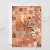 Retro Groovy brandwond sinaasappel bloemenbruiloft Save The Date (Achterkant)