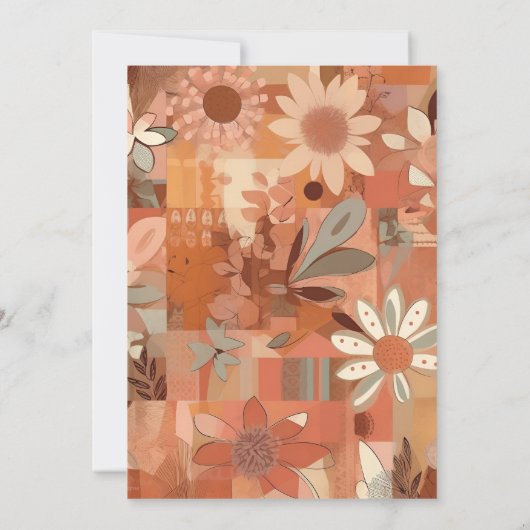 Retro Groovy brandwond sinaasappel bloemenbruiloft Save The Date (Achterkant)