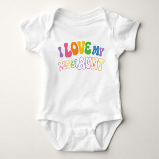 Retro groovy bubbel-letter Ik hou van mijn LesbiTa Romper