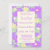 Retro groovy Checkerboard baby shower Uitnodiging (Voorkant)