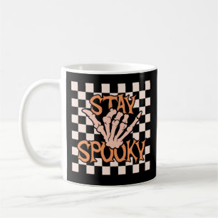 Retro Groovy Checkered Stay Spooky Halloween Koffiemok