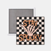 Retro Groovy Checkered Stay Spooky Halloween Magneet (Voorkant / Achterkant)