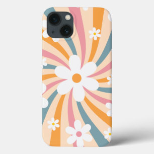 Retro Groovy Colorful Sunshine Daisy Floral Hippie iPhone 13 Hoesje