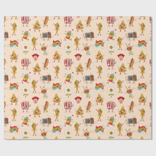 Retro Groovy Cool Cadeaupapier (Vlak)