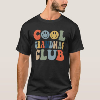 Retro Groovy Cool Grandmas Club Gezicht Glimlach T T-shirt