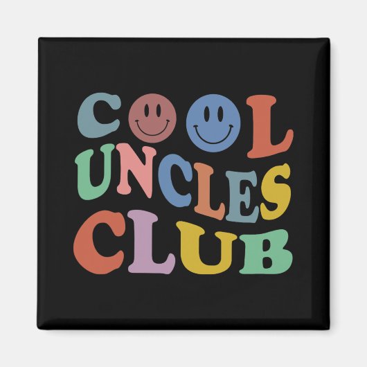 Retro Groovy Cool Uncles Club Smile Face Funny New Magneet (Voorkant)