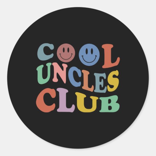 Retro Groovy Cool Uncles Club Smile Face Funny New Ronde Sticker (Voorkant)