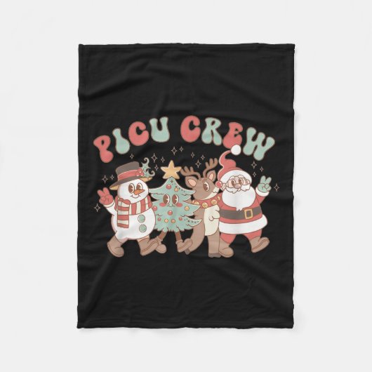 Retro Groovy Cu Nurse Christmas Tree Snowman Reind Fleece Deken (Voorkant)