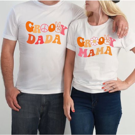 retro groovy dada eerste verjaardag matching t-shirt