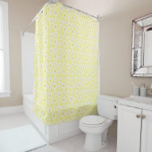 Retro Groovy Daisies Spring Boho Pattern Yellow Douchegordijn (In situ)