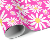 Retro Groovy Daisies Spring Daisy Pattern roze Cadeaupapier (Rol Hoek)