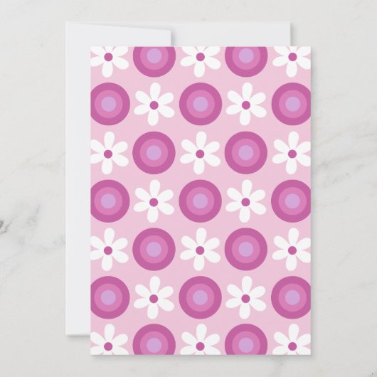 Retro Groovy Daisies Vet Roze 70e Verjaardag Kaart (Achterkant)