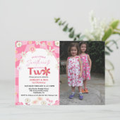 Retro Groovy Daisy Boho Twin 2e verjaardag Kaart (Staand voorkant)