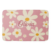 Retro groovy daisy boho woestijn roze badmat (Voorkant)