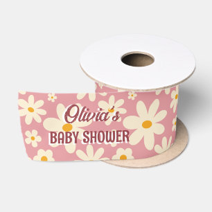 Retro groovy daisy boho woestijn roze lint