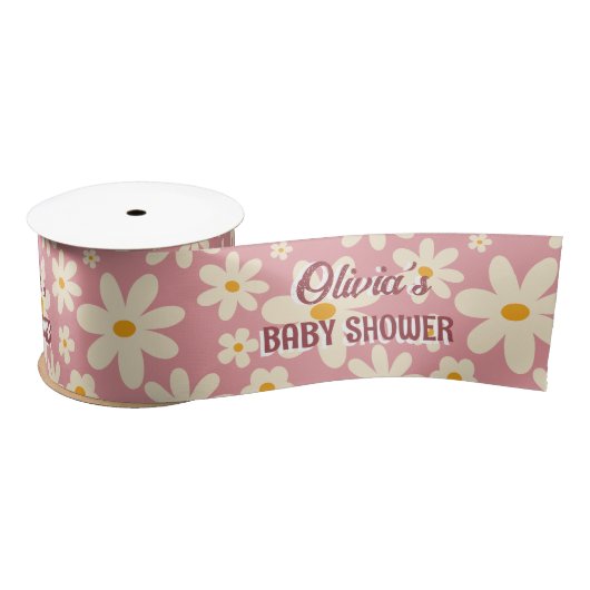 Retro groovy daisy boho woestijn roze lint (Spoel)