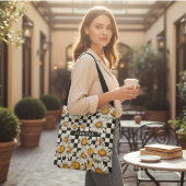 Retro Groovy Daisy Checkerboard gepersonaliseerde  Crossbody Tas