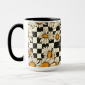Retro Groovy Daisy Checkerboard gepersonaliseerde  Mok (Links)