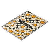 Retro Groovy Daisy Checkerboard gepersonaliseerde Notitieboek (Linkerzijde)