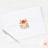 Retro Groovy Daisy Pumpkin Hippie Thanksgiving Vierkante Sticker (Envelop)