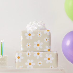 Retro Groovy Daisy Tan Birthday gift Wrapping Pape Cadeaupapier