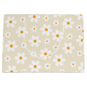 Retro Groovy Daisy Tan Birthday Groot Cadeauzakje (Voorkant)