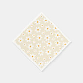 Retro Groovy Daisy Tan Birthday Paper Borden Servet (Hoek)