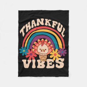 Retro Groovy Dankbare Vibes Turkije Herfst Grappig Fleece Deken
