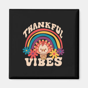 Retro Groovy Dankbare Vibes Turkije Herfst Grappig Magneet