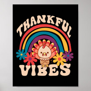 Retro Groovy Dankbare Vibes Turkije Herfst Grappig Poster