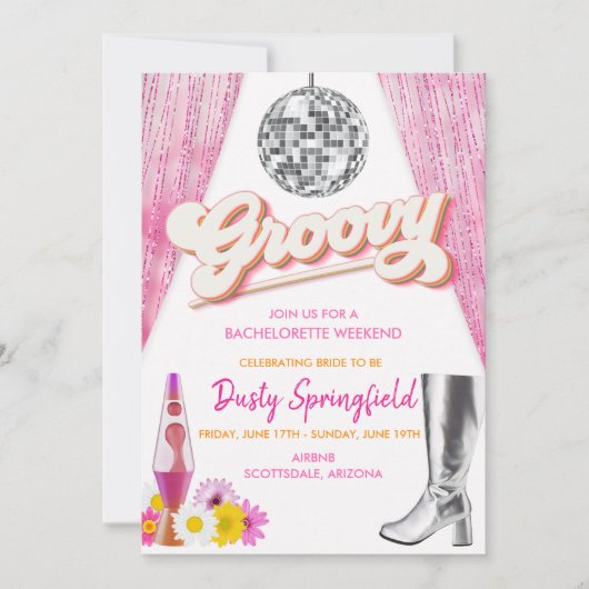 Retro Groovy Disco Bachelorette Weekend Itinerary Kaart (Voorkant)