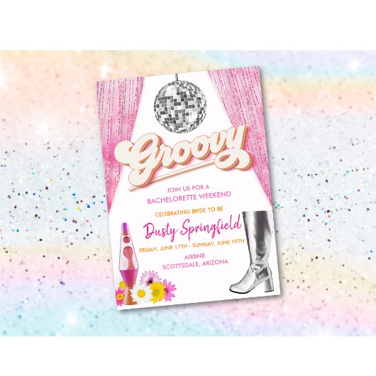 Retro Groovy Disco Bachelorette-weekendprogramma Kaart