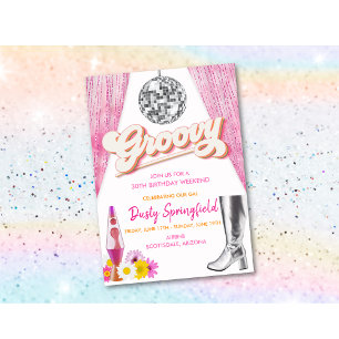 Retro Groovy Disco Birthday Weekend Kaart