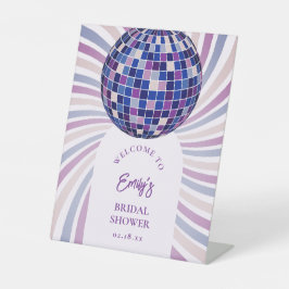 Retro Groovy Disco Bridal Shower Welcome Reclamebord Met Voetstuk