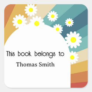 Retro Groovy - Dit boek behoort tot Vierkante Sticker