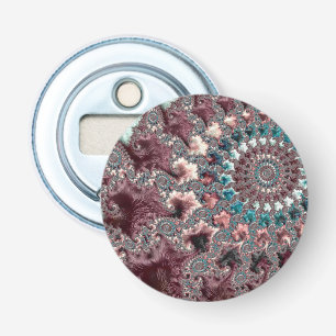 Retro Groovy Eclectische Boheemse Spiraal Fractal Button Flesopener
