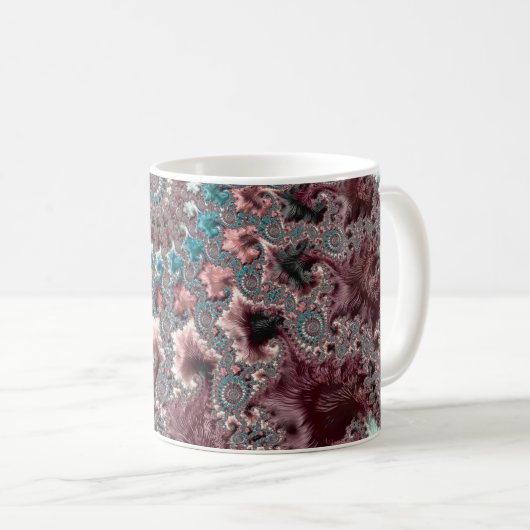 Retro Groovy Eclectische Boheemse Spiraal Fractal Koffiemok (Voorkant rechts)